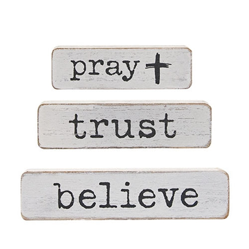 3/Set- Pray Trust Believe Chunky Religious Blocks