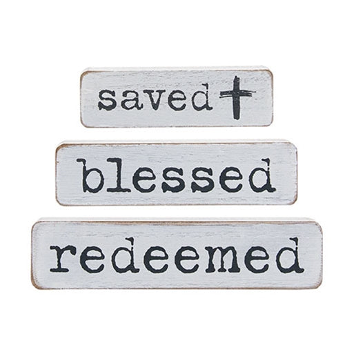 3/Set- Saved Blessed Redeemed Chunky Religious Blocks