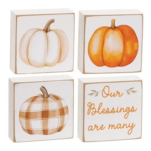 Many Blessings Patchwork Pumpkin 2" Square Block - 4 Asstd.