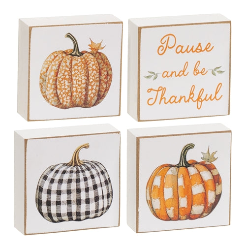 Pause and Be Thankful Patchwork Pumpkin 2" Square Block - 4 Asstd.