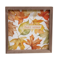 Hello Fall Vibes Box Sign - 8" Sq. - 2 Asstd.