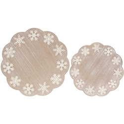 2/Set - Distressed Engraved Wooden Snowflake Risers