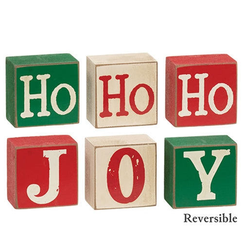 3/Set - Ho Ho Ho/Joy Reversible Wooden Blocks