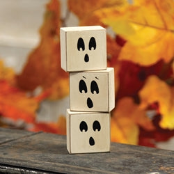 3/Set - Snowman/Ghost Reversible Wooden Blocks