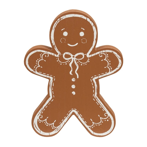 Wooden Gingerbread Man Sitter - 7"H
