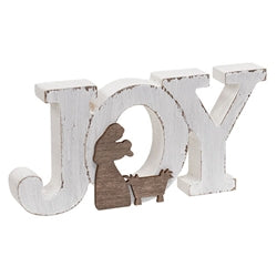 Rustic White Wood Joy Or Love Nativity Sitter - 2 Asstd.