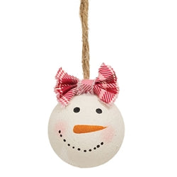Round Snowman/Snowgirl Ornament - 3 Asstd.