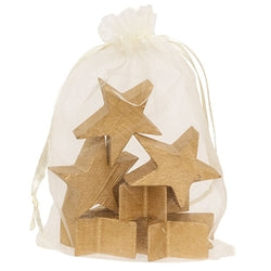 6/Set - Gold Wooden Stars