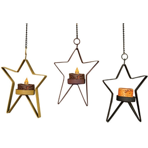 Hanging Whimsical Tealight Star - 3 Asst