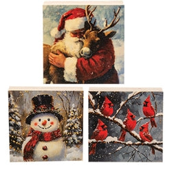 Woodland Winter Square Block - 3 In Sq - Asstd