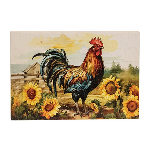 Sunflower Field Rooster Block - 8" x 5.5"