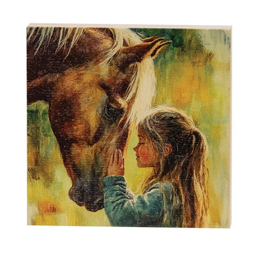 Little Girl & Horse Block - 5" Sq.