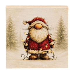 Snowy Hot Cocoa Santa Gnome Block - 3" Sq. - 3 Asstd.