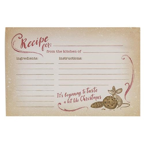 24/Pkg Mouse Christmas Recipe Cards