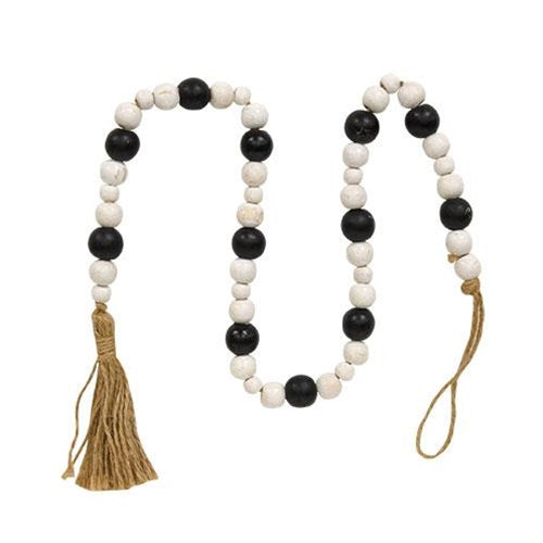 *Black & White Wooden Bead Garland 32.5"L