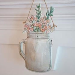 *Floral Jar with Handle Metal Hanging Sign