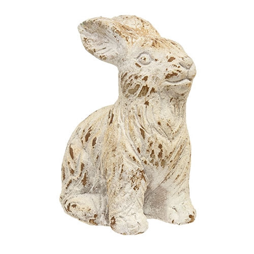 Distressed Carved Look Cement Sitting Bunny