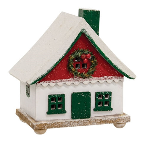 Frosted Winter Tealight Luminary Cottage