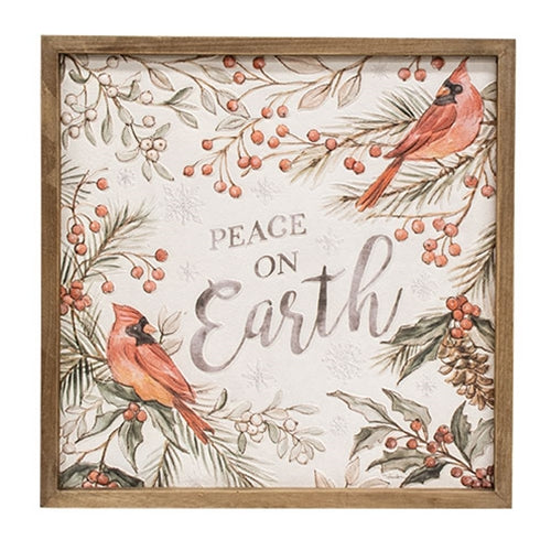 Peace on Earth Woodland Cardinals Dimensional Frame