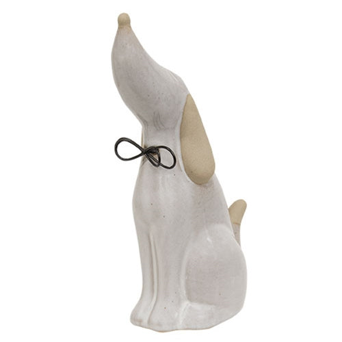 Stoneware Sitting Dog w/Wire Bow - 6.75"H