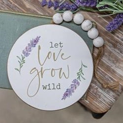Let Love Grow Wild Lavender Wood Ornament