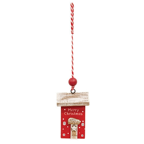 Wooden Merry Christmas House Ornament