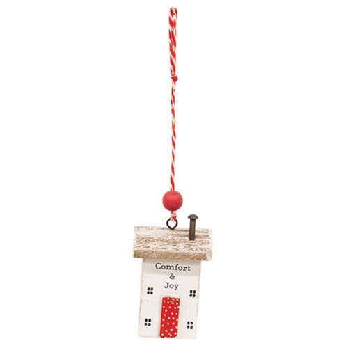 Wooden Comfort & Joy House Ornament