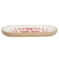 Yuletide Cardinal Oval Wooden Tray