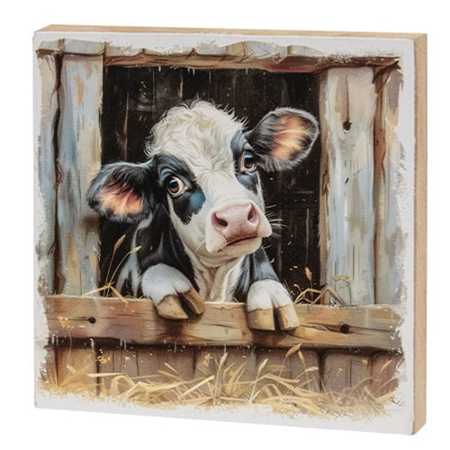 Peeking Black & White Calf Block 6" Sq.