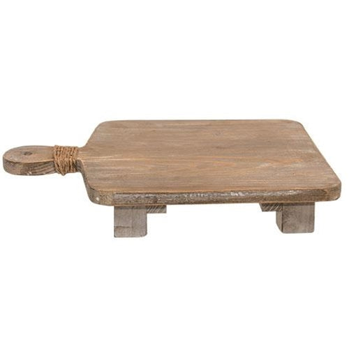 Rectangular Natural Wood Riser w/Jute Wrap Handle