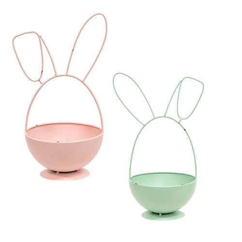 2/Set - Distressed Metal Bunny Egg Bowls