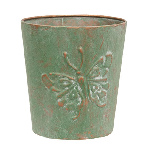 Green Copper Finish Butterfly Embossed Planter