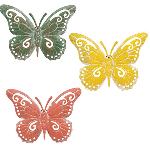 Distressed Metal Wall Butterfly - 4.5" x 3.5" - 3 Asstd.