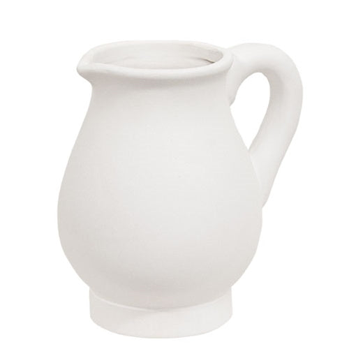 White Ceramic Pitcher - 6"H