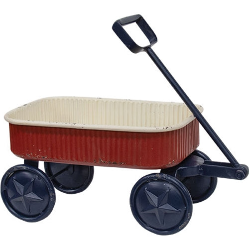 Red White Blue Rustic Metal Wagon