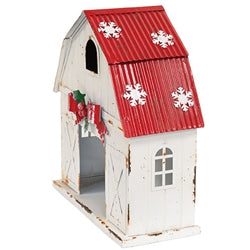 Distressed Metal Snowflake Topped Winter Barn