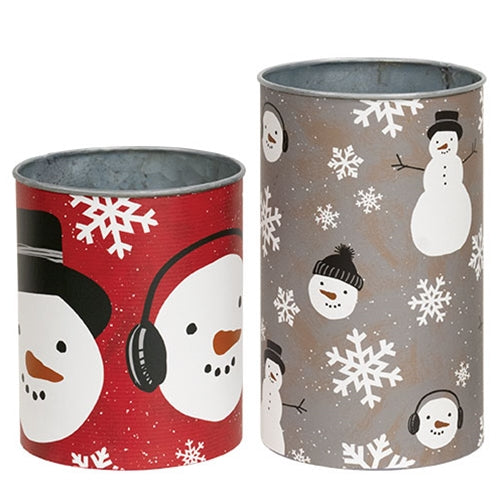 2/Set - Scattered Snowman Floral Buckets