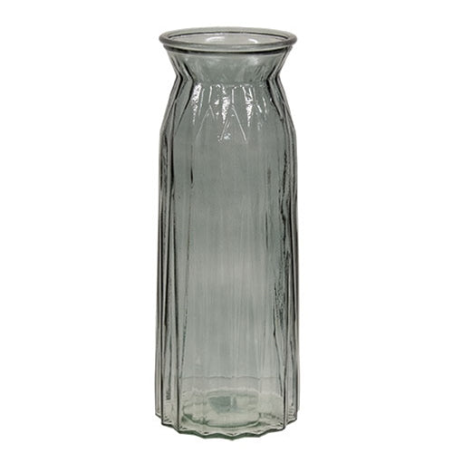 Beveled Blue Glass Vase - 11.5"H