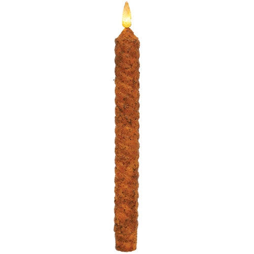 Pumpkin Spice Vintage Twist Flicker Flame Timer Taper 9.5"
