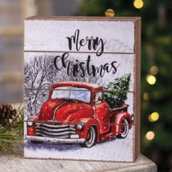 Merry Christmas Red Truck Box Sign