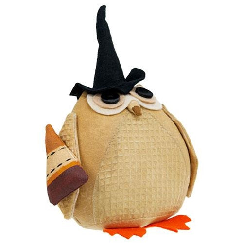 Stuffed Owl in Witch Hat w/Candy Corn