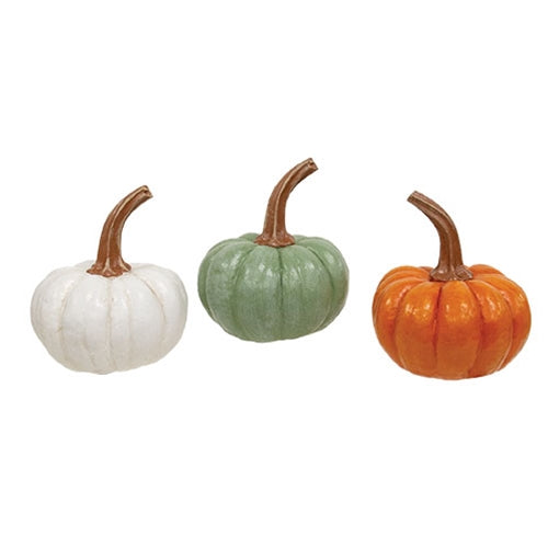 Resin Carved Look Pumpkin - 5"H - 3 Asstd.