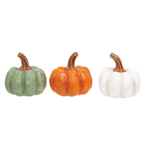 Resin Carved Look Pumpkin - 2.5"H - 3 Asstd.