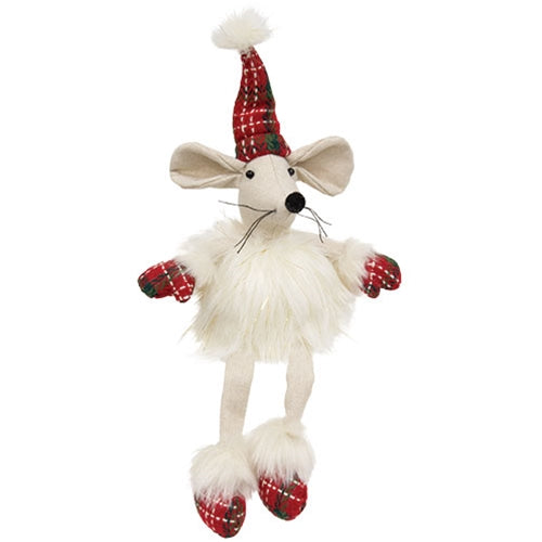Christmas Nordic Plaid Party Mouse w/Dangle Legs