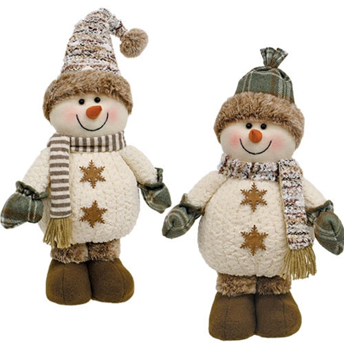 Cozy Brown Standing Snowmen - 2 Asstd