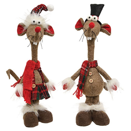 Christmas Plaid Standing Mouse 2 Asstd.