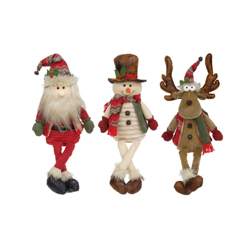 Dangle Leg Santa Snowman and Reindeer - 3 Asstd
