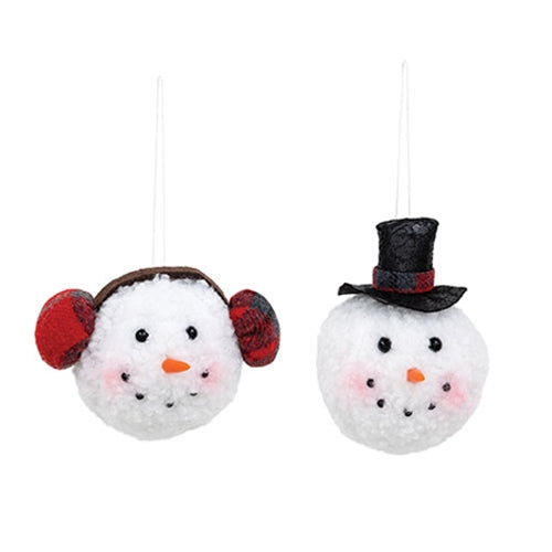 Snowman Head Ornament 2 Asstd
