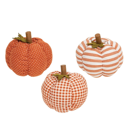 Plush Orange Patterned Pumpkin 3 Asstd.