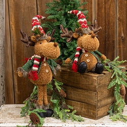 Plush Festive Rustic Standing Reindeer
